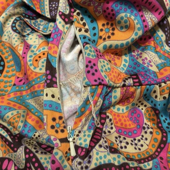 VTG Lilly Pulitzer‎ Size 2 Orange Blue Pink Paisley Silk V-neck Tie Back Dress - Picture 5 of 7